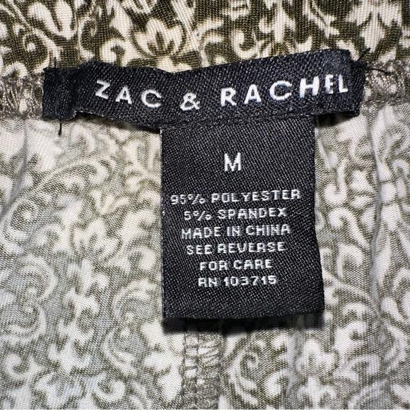 Zac & Rachel Green & White Boho Pattern Wide Leg Palazzo Pants Size Medium - Picture 2 of 4